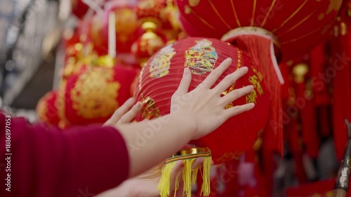 Chinese family shopping for lunar new year.