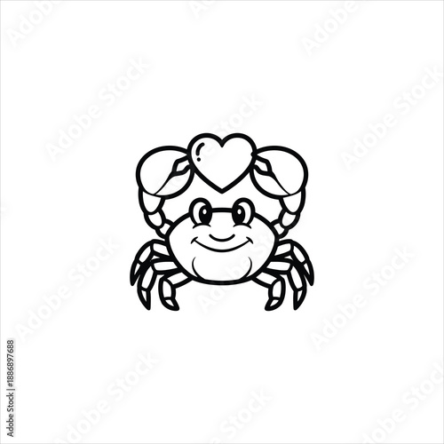 Cute Crab With Heart Cartoon Mascot Vector Illustration