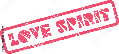 Bild auf Leinwand Vibrant Love Spirit Message on a Distressed Pink Ink Stamp Impression