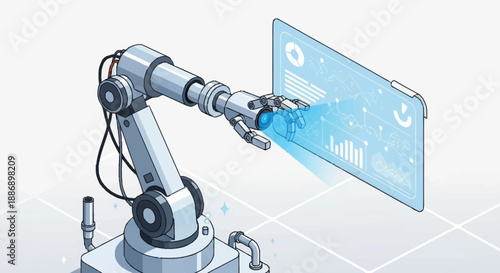Robotic Arm Interacting with Digital Interface.