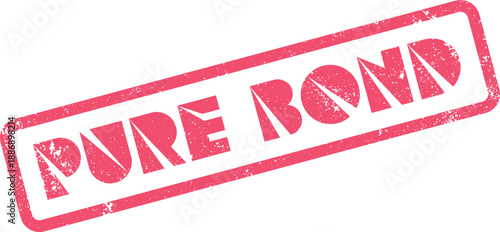 This grunge style pink stamp clearly displays the clean and impactful words Pure Bond in a modern geometric font