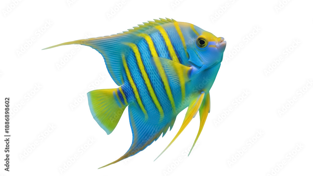 Αυτοκόλλητο Isolated Regal Angelfish swimming, beautiful marine life in its vibrant natural