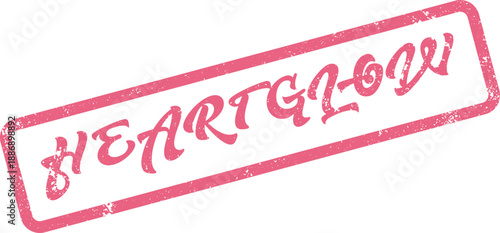 Distressed pink rubber stamp presenting the radiant message Heart Glow with a charming appeal