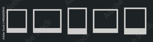 Minimalist polaroid photo frame set, vertical and horizontal formats, vintage style templates for collage, scrapbook, photography and portfolio design