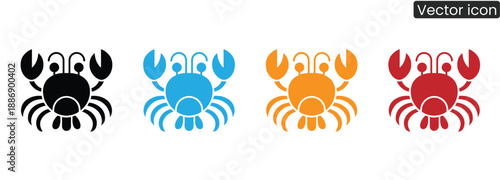 Set of colorful crab icons in flat design style for web and mobile use