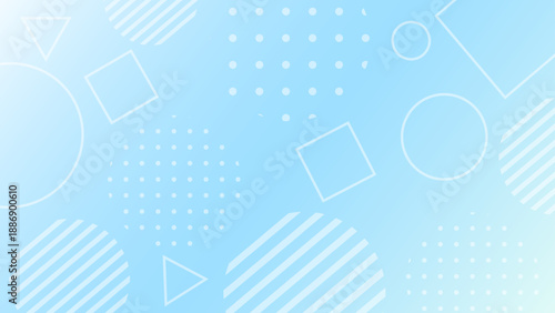 水色グラデーションの、ポップで可愛いメンフィス風背景	
