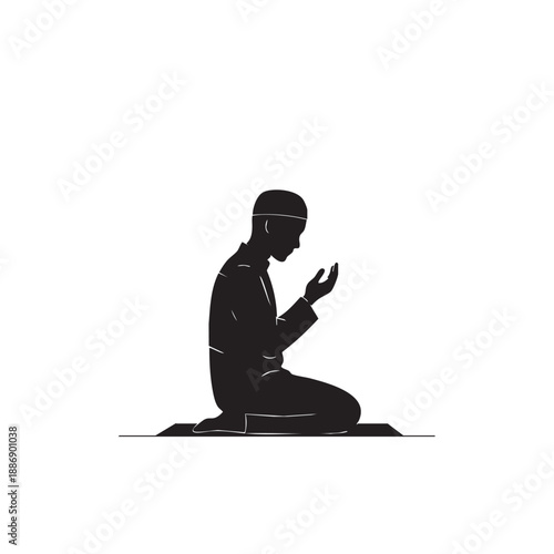 Serene Islamic silhouette praying during Ramadhan in a peaceful environment