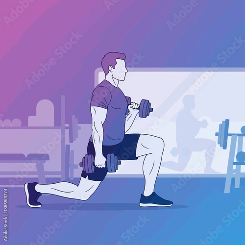 fitness Workout by Muscular Man With Dumbbells in Modern Gym Setting.png