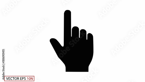 Black computer cursor hand icon pointing upwards.
