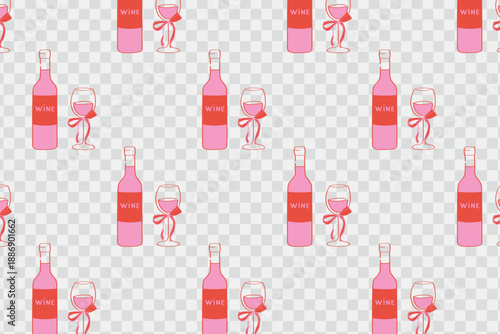 Easter communion pattern featuring a chalice and a bottle of red wine.