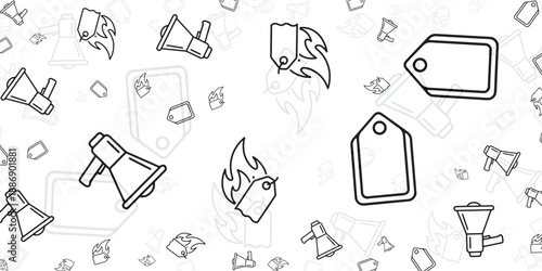 Set of outline icons representing sales, marketing, and commerce on a light background