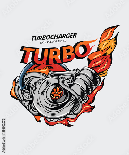 PrintTurbo Charger Engine Automotive Vector Illustration