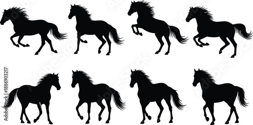 Dynamic Horse Silhouettes Set for Animation or Design