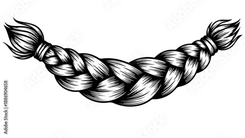 Meticulously braided rope with black and white monochromatic texture