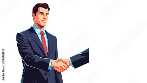 Businessman Shaking Hands with Partner Illustration.