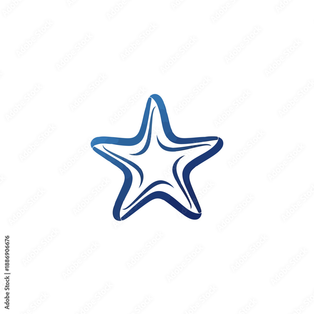 Obraz premium Blue gradient starfish illustration