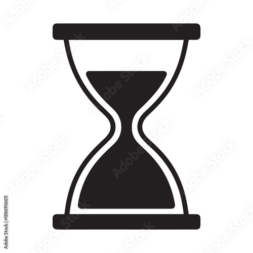 Hourglass Icon svg Silhouette Black and White Time Symbol for Productivity, Patience, and Deadline Design Packs