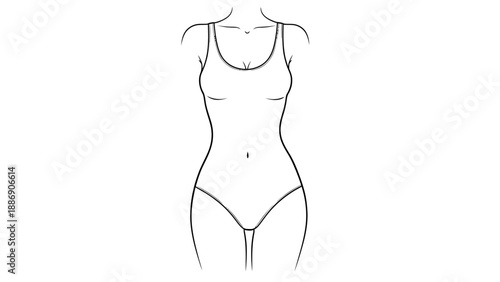 Female Body Illustration in Swimsuit Outfit.