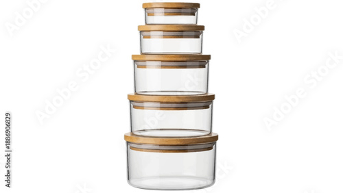 Stack of Glass Containers with Lids.