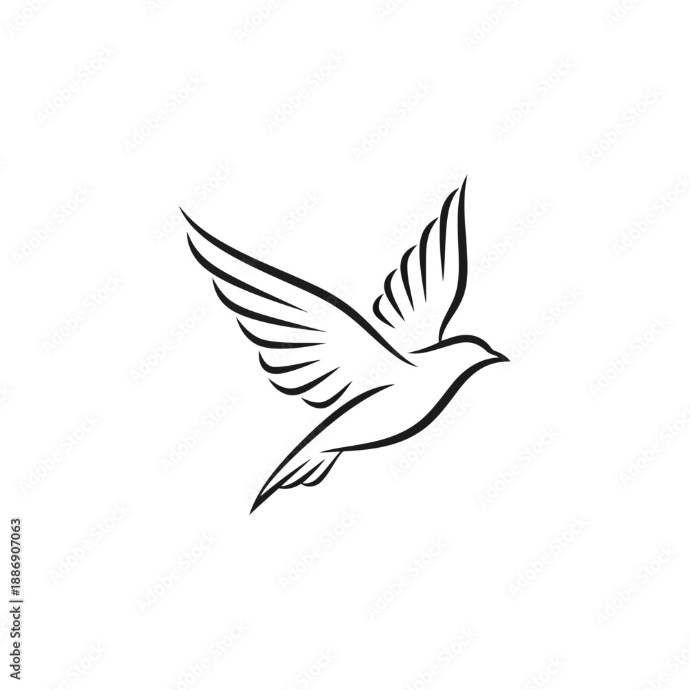 Fototapeta premium Minimalist flying dove line art