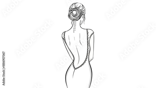 Woman Wearing Diving Mask Sketch.