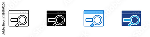 Search Multiple Style Icon Design Vector - Browser window with a magnifying glass, representing information search, discovery, and data lookup