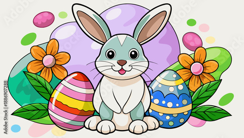 easter bunny with easter eggs