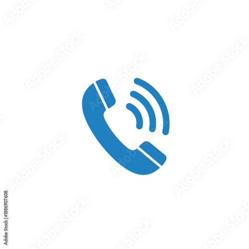 Blue telephone handset icon