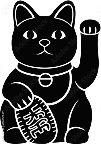 Black Maneki Neko Figurine.