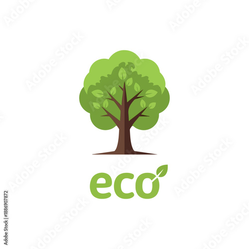 Green tree eco logo design