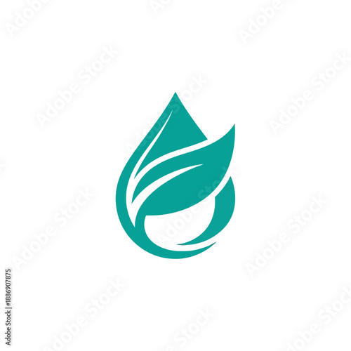 Green leaf drop logo design