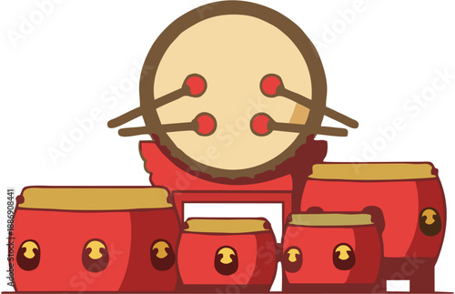 Cartoon Drums Set Instrument.