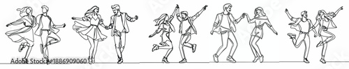 line art of a couple dancing happily together