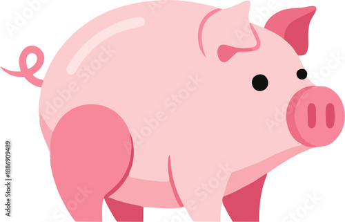 Cute Pink Cartoon Pig Animal.