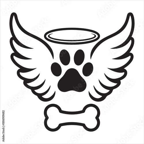 Pet angel graphic with wings and halo in bol