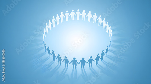 Paper cutout people in circle