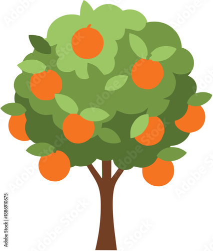 Tree with oranges and leaves.