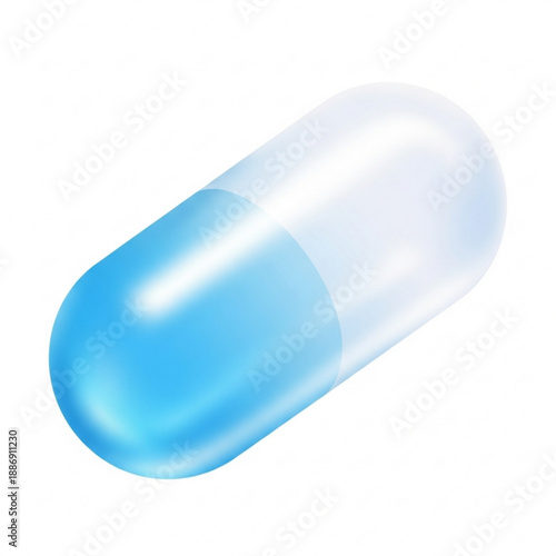 Blue and clear capsule pill for medical use