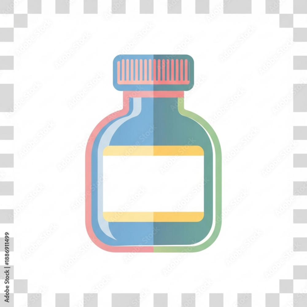 Fototapeta premium Multicolor bottle icon with label and cap