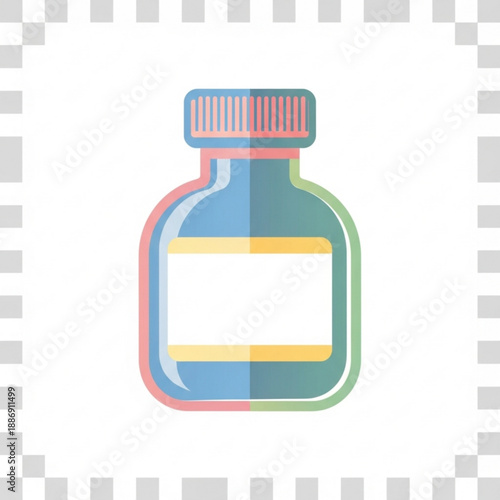 Multicolor bottle icon with label and cap