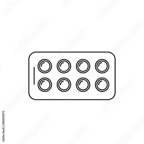 Black and white illustration of a battery with eight circular cells