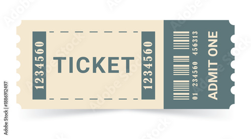 Vintage Admit One Event Ticket With Barcode Vector Illustration