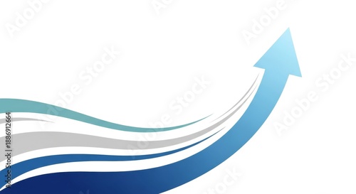 Wallpaper Mural Blue arrow rising up with abstract waves, symbolizing growth and success Torontodigital.ca