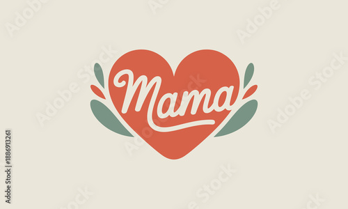 Mother Love Heart Lettering Design