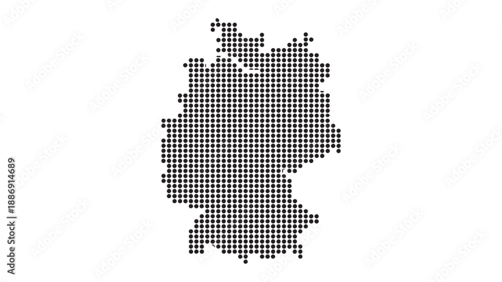 Fototapeta premium Dotted Map of Germany - Abstract Digital Halftone Vector Illustration