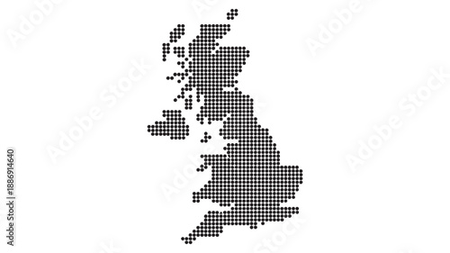 Dotted Map of United Kingdom - Abstract Digital Halftone Vector Illustration of UK