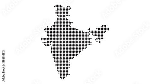 Dotted Map of India - Abstract Digital Halftone Vector Illustration