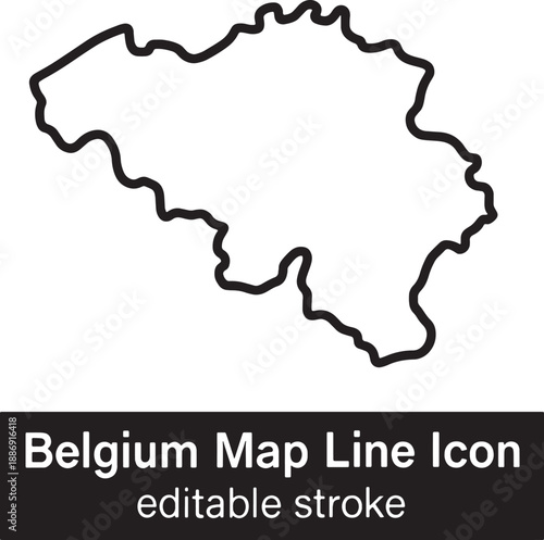 Belgium map outline icon, editable stroke, simple vector illustration