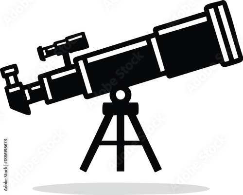 Explore the universe with this sleek, black telescope design, featuring a sturdy tripod, perfect for stargazing, astronomy, and educational purposes in any modern workspace.