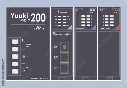 PLC Programable Logic Controller With Digital Analog Input and Output Flat Design
